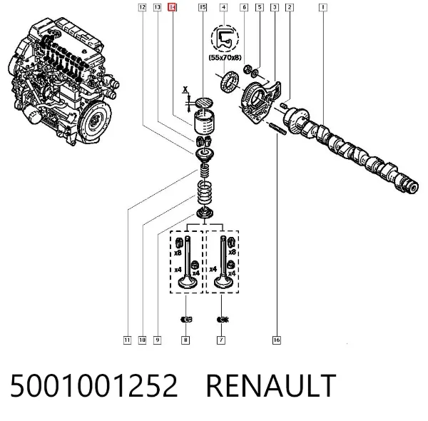 Kompensator hydrauliczny (popychacz hydrauliczny), popychacz zaworu 5001001252 Renault (RVI)