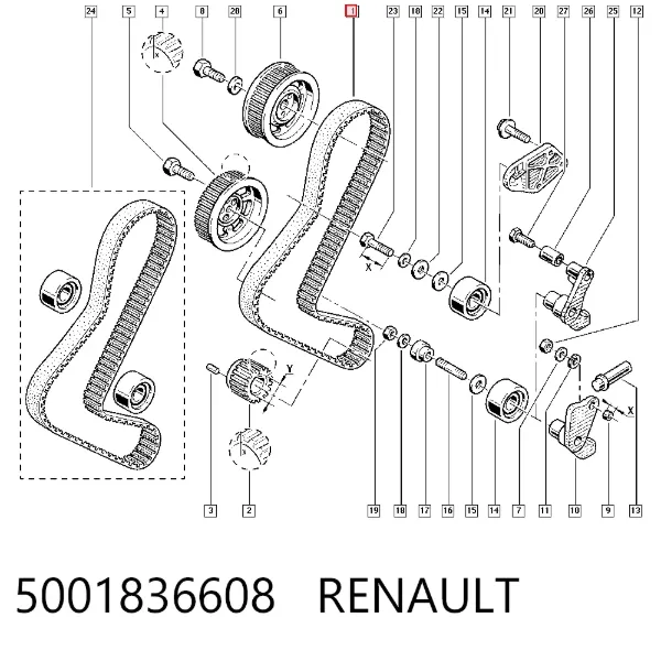 Pasek rozrządu 5001836608 Renault (RVI)