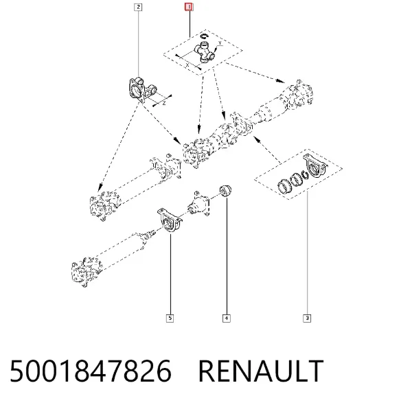 Krzyżak wału Cardana tylnego 5001847826 Renault (RVI)