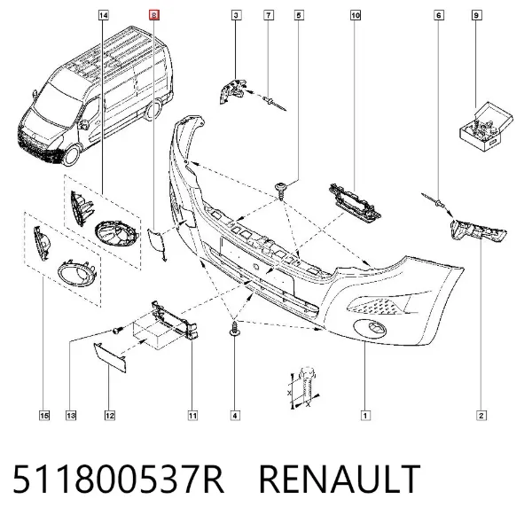 Zaślepka haku holowniczego zderzaka przednia 511800537R Renault (RVI)