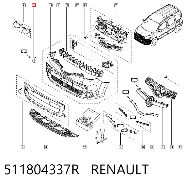 Zaślepka haku holowniczego zderzaka przednia 511804337R Renault (RVI)