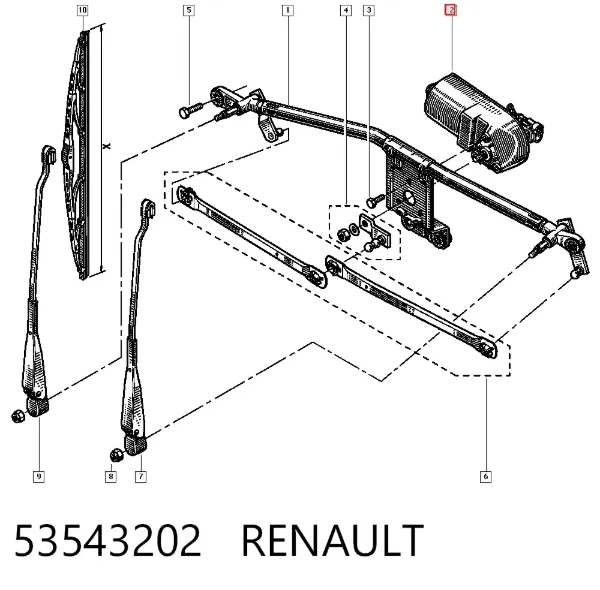 Silniczek wycieraczki szyby przedniej Renault Clio I
