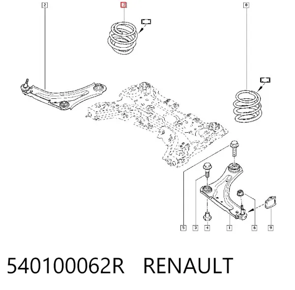 Sprężyna przednia 540100062R Renault (RVI)