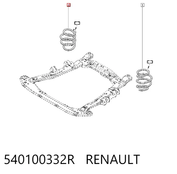 Sprężyna przednia 540100332R Renault (RVI)