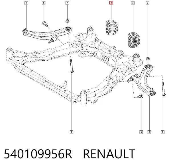 Sprężyna przednia 540109956R Renault (RVI)