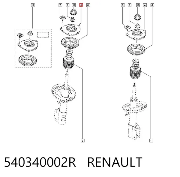 Poduszka amortyzatora przedniego 540340002R Renault (RVI)