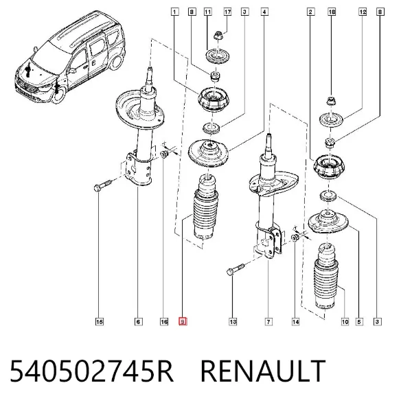 Odbój amortyzatora przedniego 540502745R Renault (RVI)