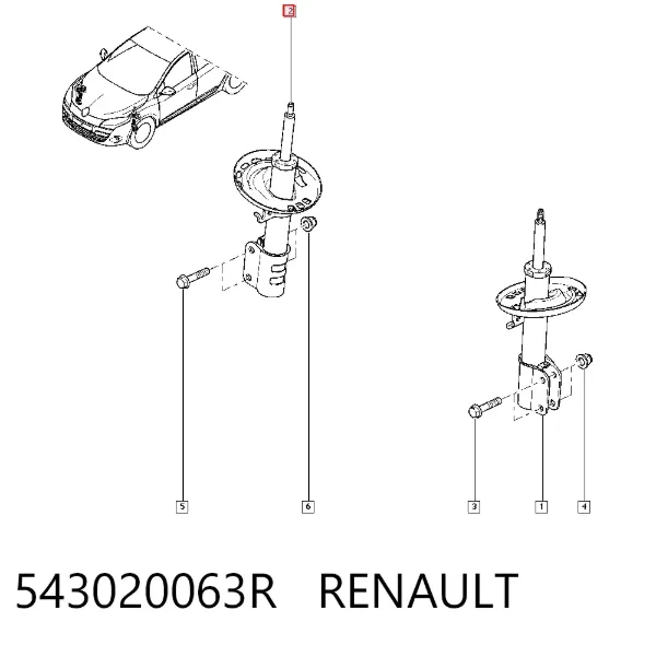 Amortyzator przedni 543020063R Renault (RVI)
