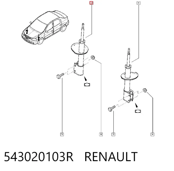 Amortyzator przedni 543020103R Renault (RVI)