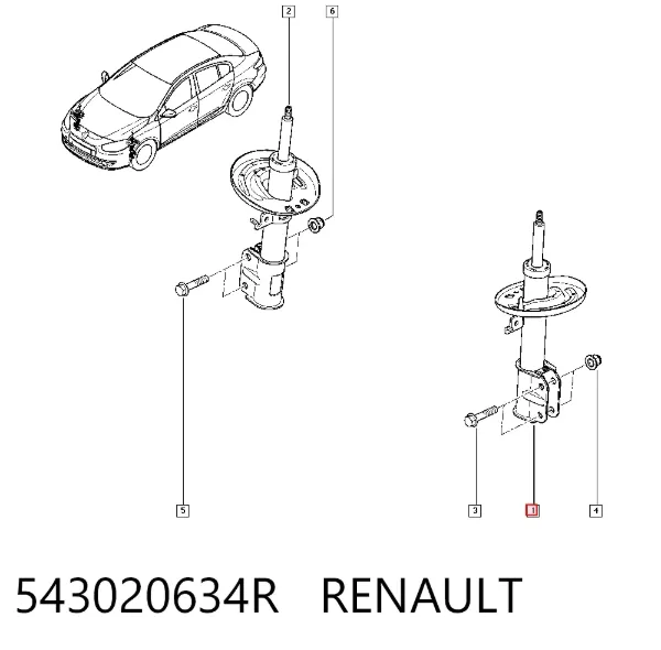 Amortyzator przedni 543020634R Renault (RVI)