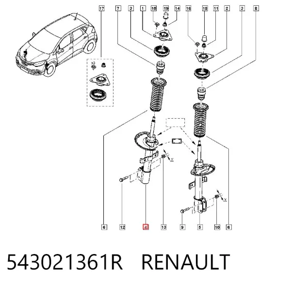 Amortyzator przedni 543021361R Renault (RVI)