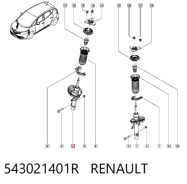 Amortyzator przedni 543021401R Renault (RVI)