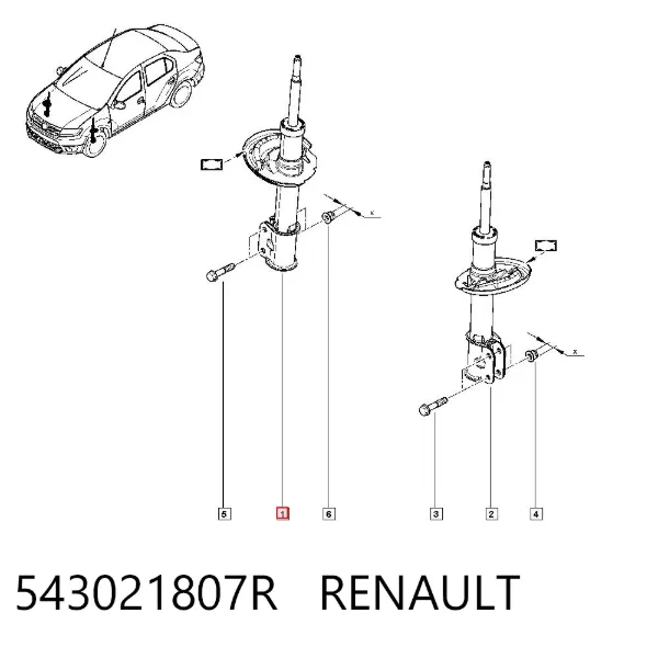 Amortyzator przedni 543021807R Renault (RVI)