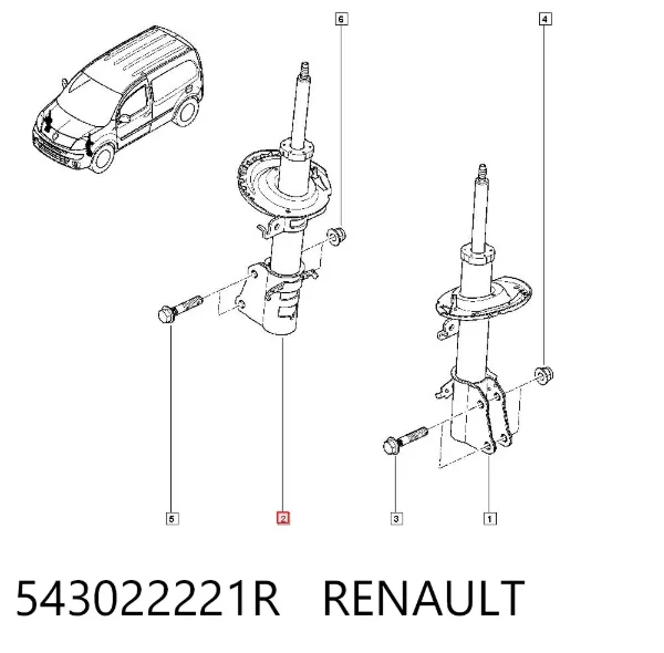 Amortyzator przedni 543022221R Renault (RVI)