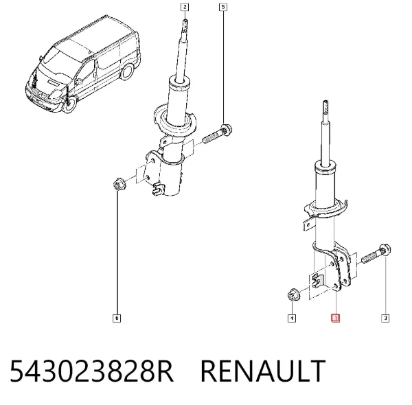 Amortyzator przedni 543023828R Renault (RVI)