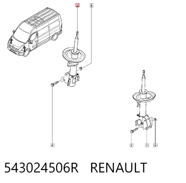 Amortyzator przedni 543024506R Renault (RVI)