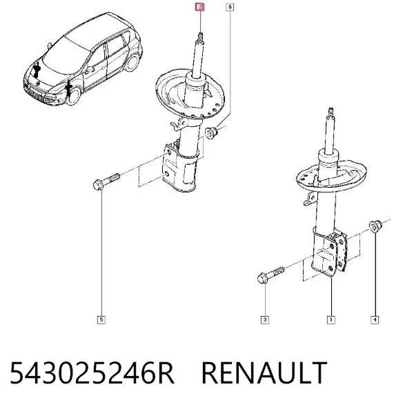 Amortyzator przedni 543025246R Renault (RVI)