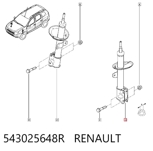 Amortyzator przedni 543025648R Renault (RVI)