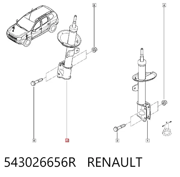 Amortyzator przedni 543026656R Renault (RVI)