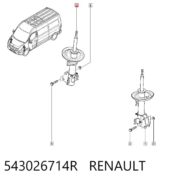 Amortyzator przedni 543026714R Renault (RVI)