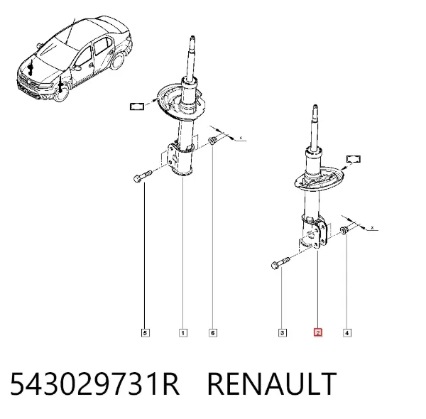 Amortyzator przedni 543029731R Renault (RVI)