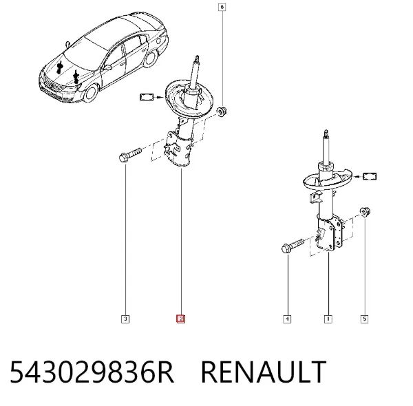 Amortyzator przedni prawy 543029836R Renault (RVI)