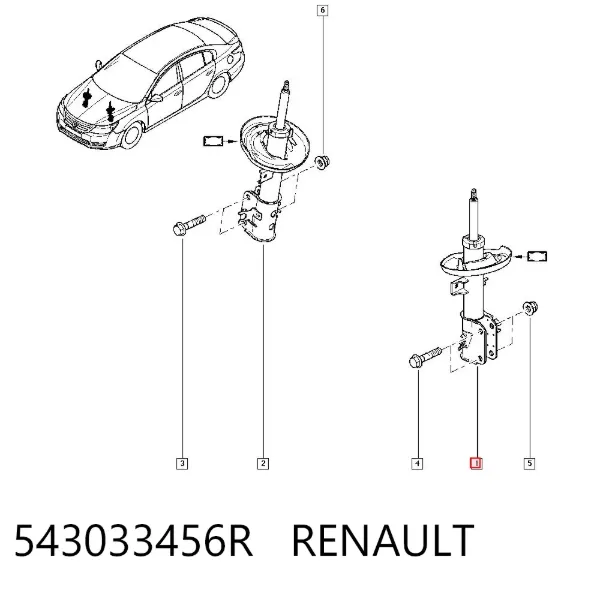 Amortyzator przedni lewy 543033456R Renault (RVI)