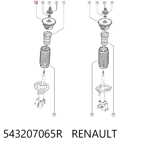 Poduszka amortyzatora przedniego 543207065R Renault (RVI)
