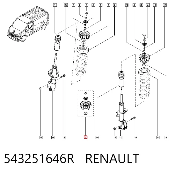 Poduszka amortyzatora przedniego 543251646R Renault (RVI)