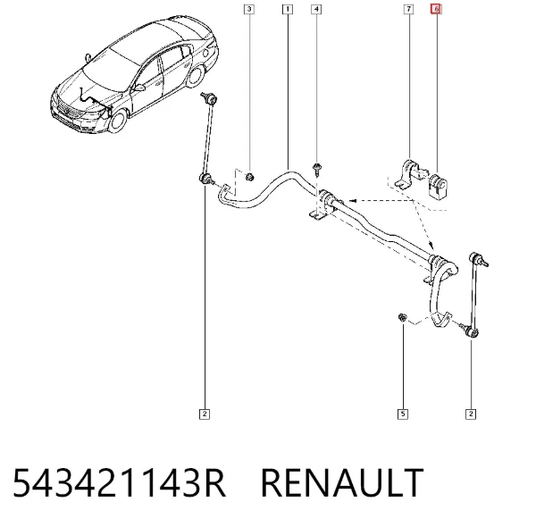 Tuleja stabilizatora przedniego 543421143R Renault (RVI)