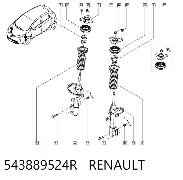 Osłona amortyzatora przedniego 543889524R Renault (RVI)