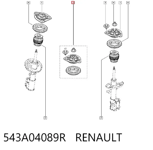 Poduszka amortyzatora przedniego 543A04089R Renault (RVI)
