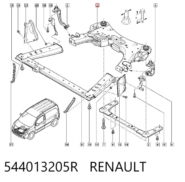 Korpus osi przedniej Renault Kangoo II