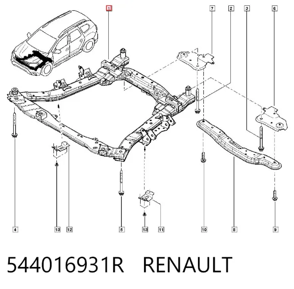 Korpus osi przedniej 544016931R Renault (RVI)