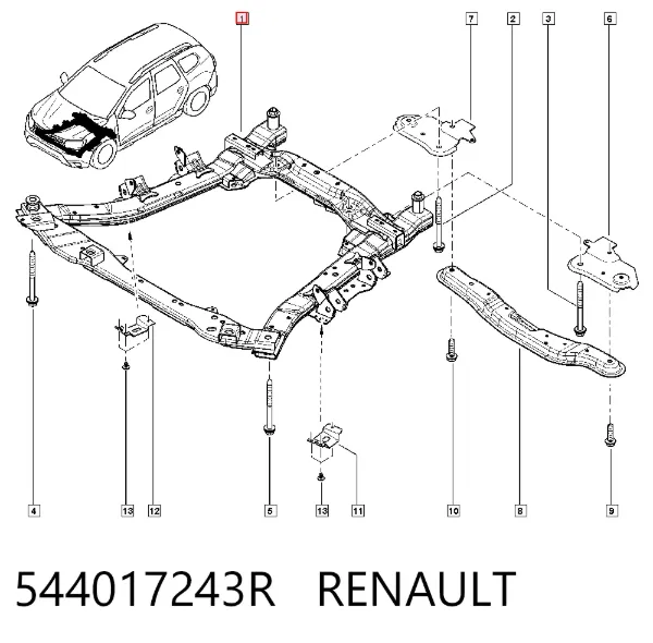 Korpus osi przedniej 544017243R Renault (RVI)