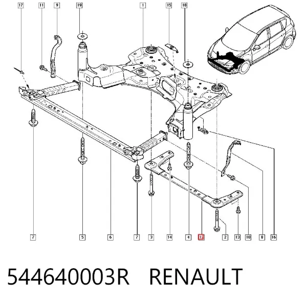 Wspornik przedniej belki 544640003R Renault (RVI)