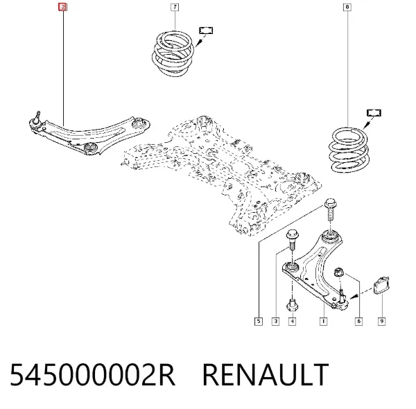 Wahacz zawieszenia przedniego dolny prawy 545000002R Renault (RVI)