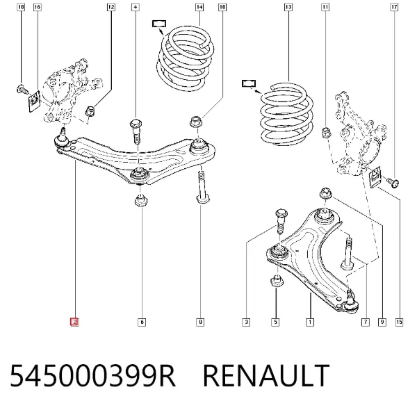 Wahacz zawieszenia przedniego dolny prawy 545000399R Renault (RVI)