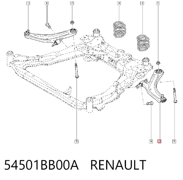 Wahacz zawieszenia przedniego dolny lewy 54501BB00A Renault (RVI)