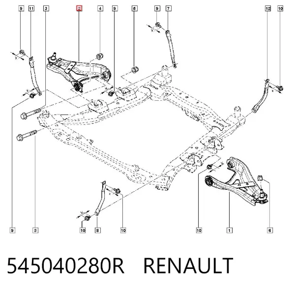 Wahacz zawieszenia przedniego dolny prawy 545040280R Renault (RVI)