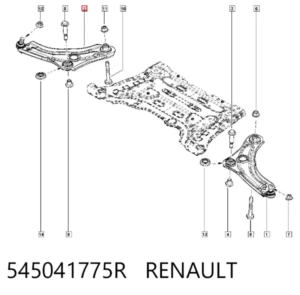 Wahacz zawieszenia przedniego dolny prawy 545041775R Renault (RVI)