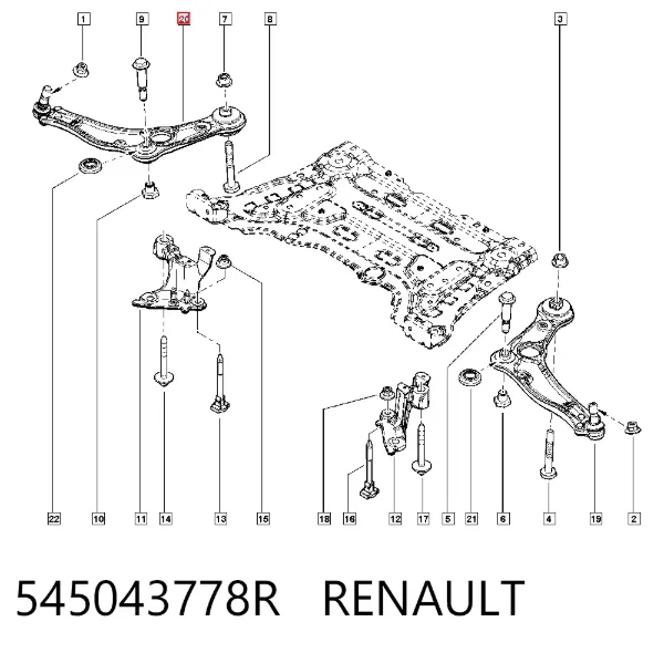 Wahacz zawieszenia przedniego dolny prawy 545043778R Renault (RVI)