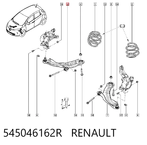 Wahacz zawieszenia przedniego dolny prawy 545046162R Renault (RVI)
