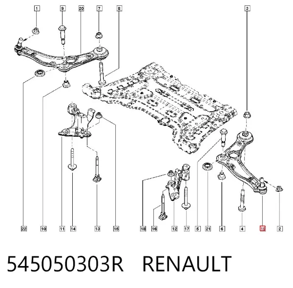 Wahacz zawieszenia przedniego dolny lewy 545050303R Renault (RVI)