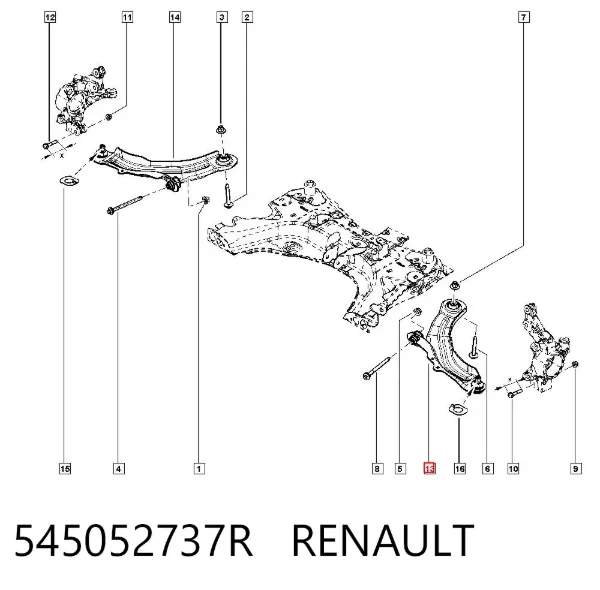 Wahacz zawieszenia przedniego dolny lewy 545052737R Renault (RVI)