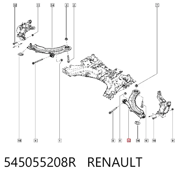 Wahacz zawieszenia przedniego dolny lewy 545055208R Renault (RVI)