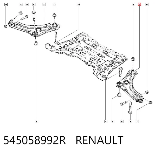 Wahacz zawieszenia przedniego dolny lewy 545058992R Renault (RVI)