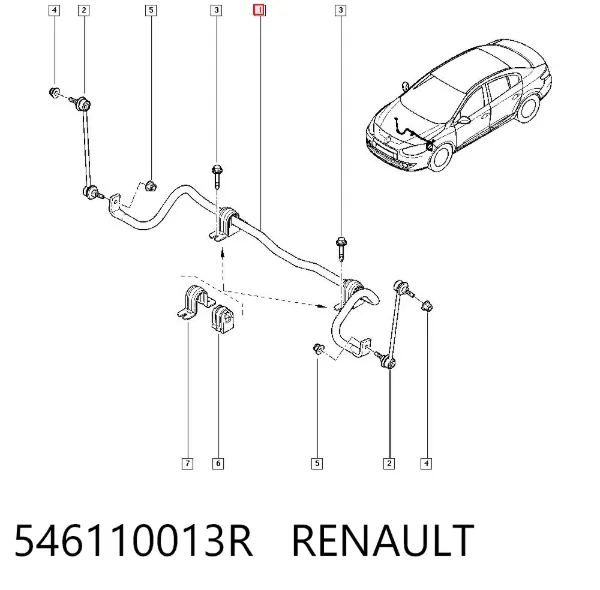 Stabilizator przedni 546110013R Renault (RVI)