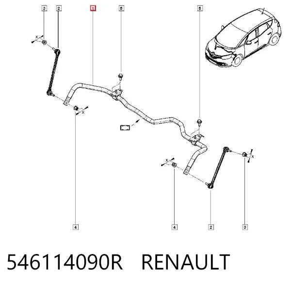 Stabilizator przedni 546114090R Renault (RVI)