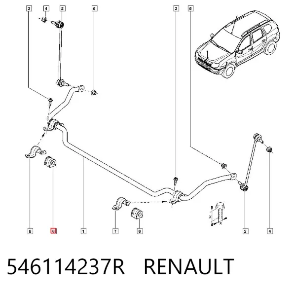 Tuleja stabilizatora przedniego 546114237R Renault (RVI)